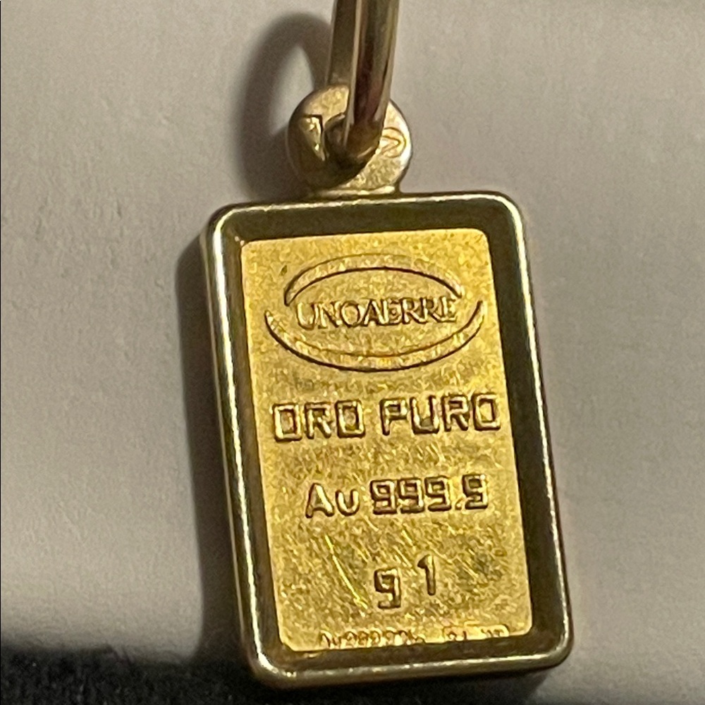Gold Rectangular Pendant Charm - Yellow Gold - Picture 3 of 5